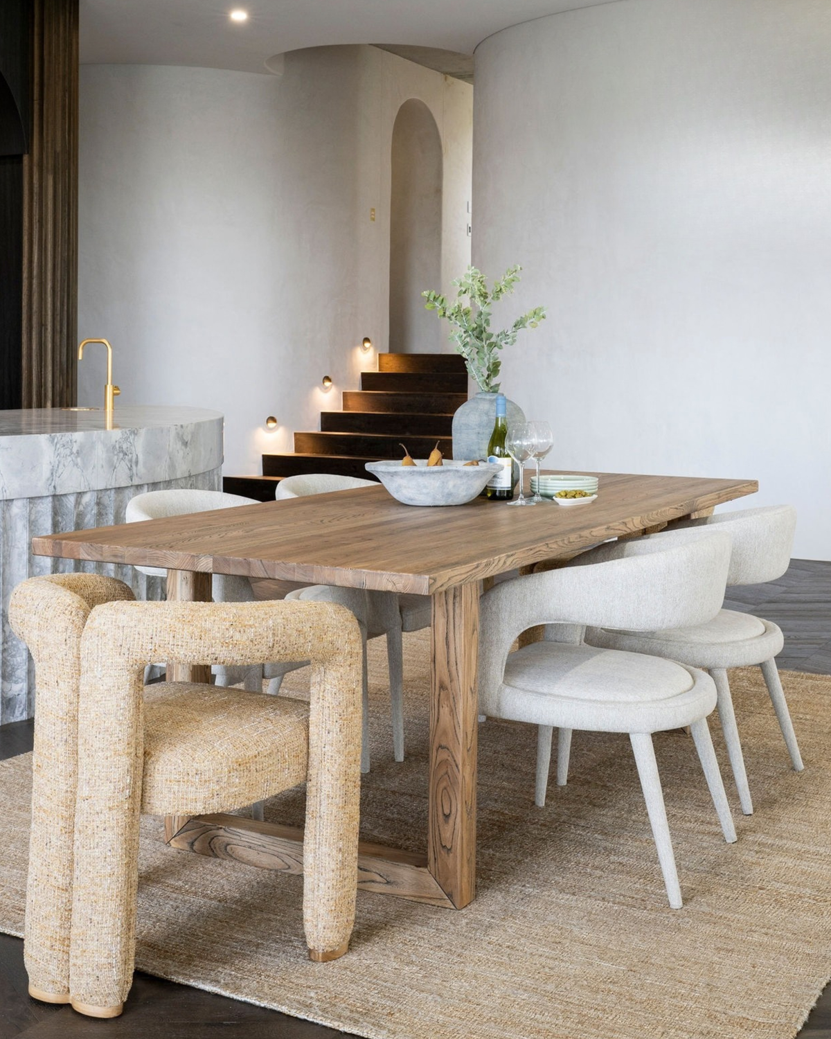 Jonah Fabric Dining Chair Fully Upholstered Warm Beige