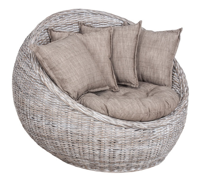 Solar Round Patio Chair White Wash Large