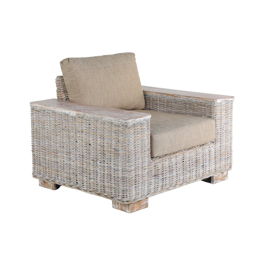 Solar Patio Arm Chair White Wash