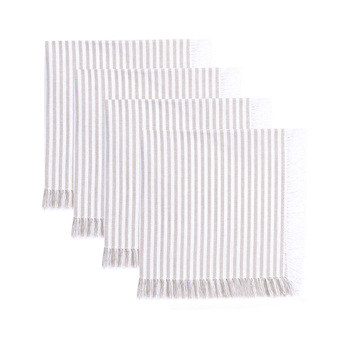Airlie Set of 4 Napkins Natural with Fringe