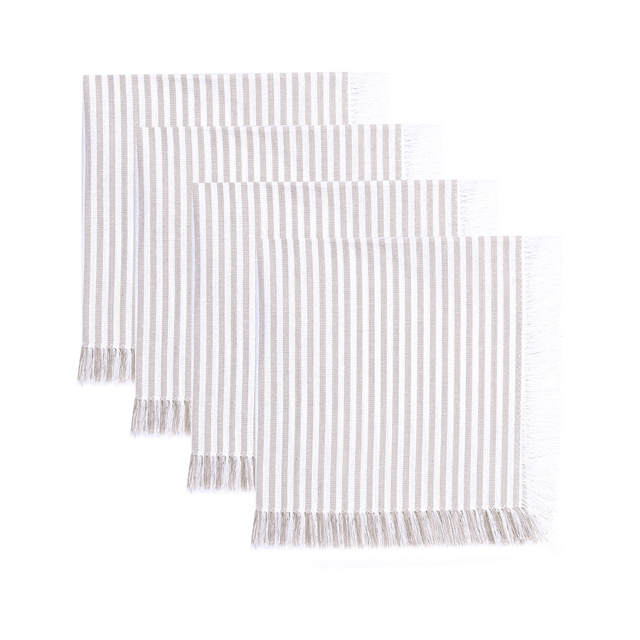 Airlie Set of 4 Napkins Natural with Fringe