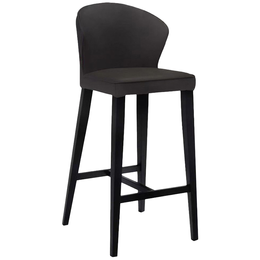 Iowa Black Leather Counter Stool