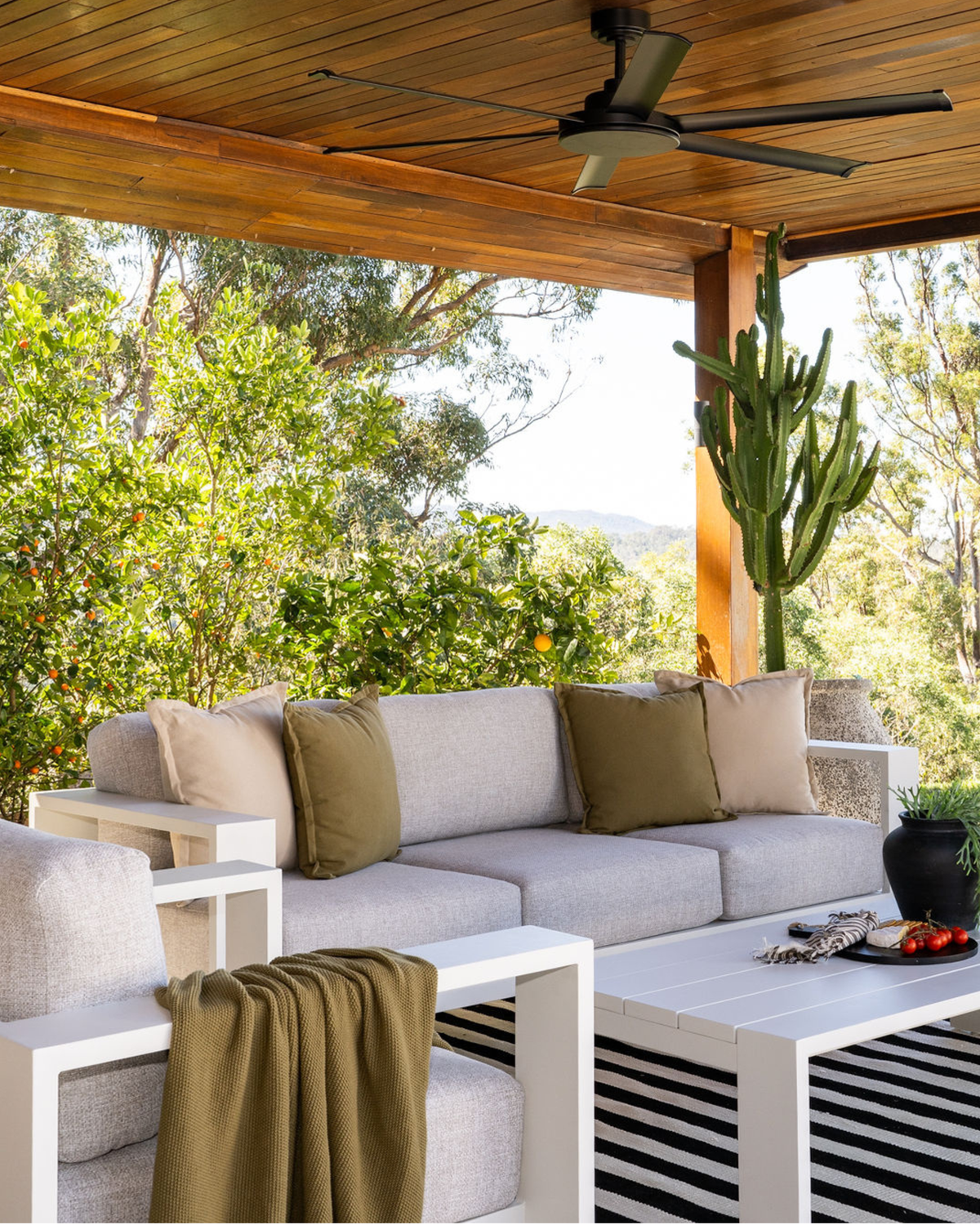 Channon Outdoor 3 Seater Lounge Ivory White