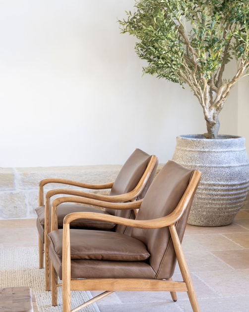 Bowman Brown Leather Arm Chair