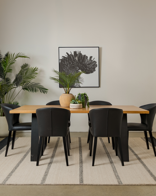Iowa Black Leather Dining Chair