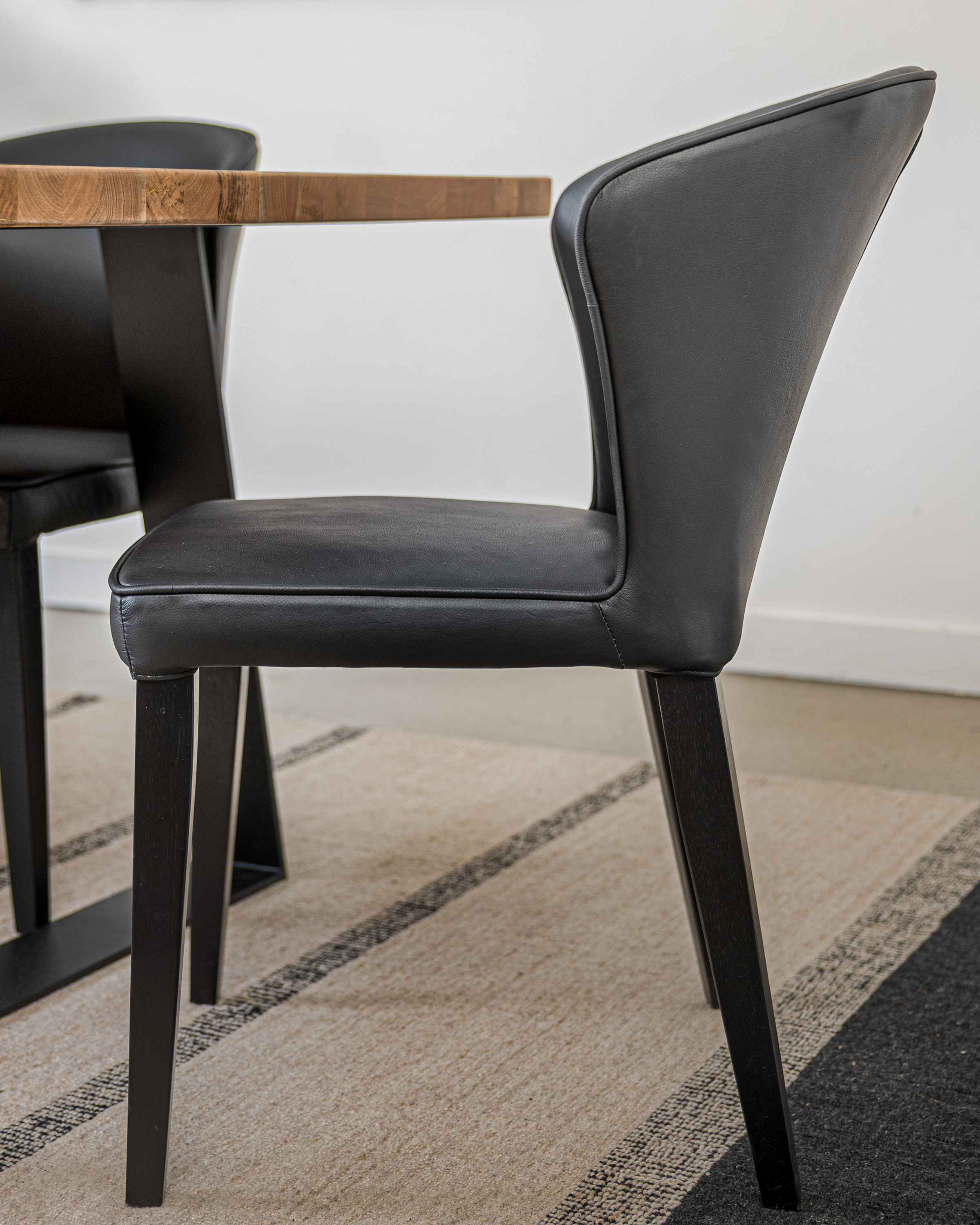 Iowa Black Leather Dining Chair