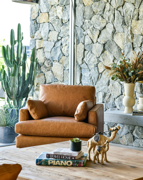Venosa 1 Seat Sofa Tan Leather