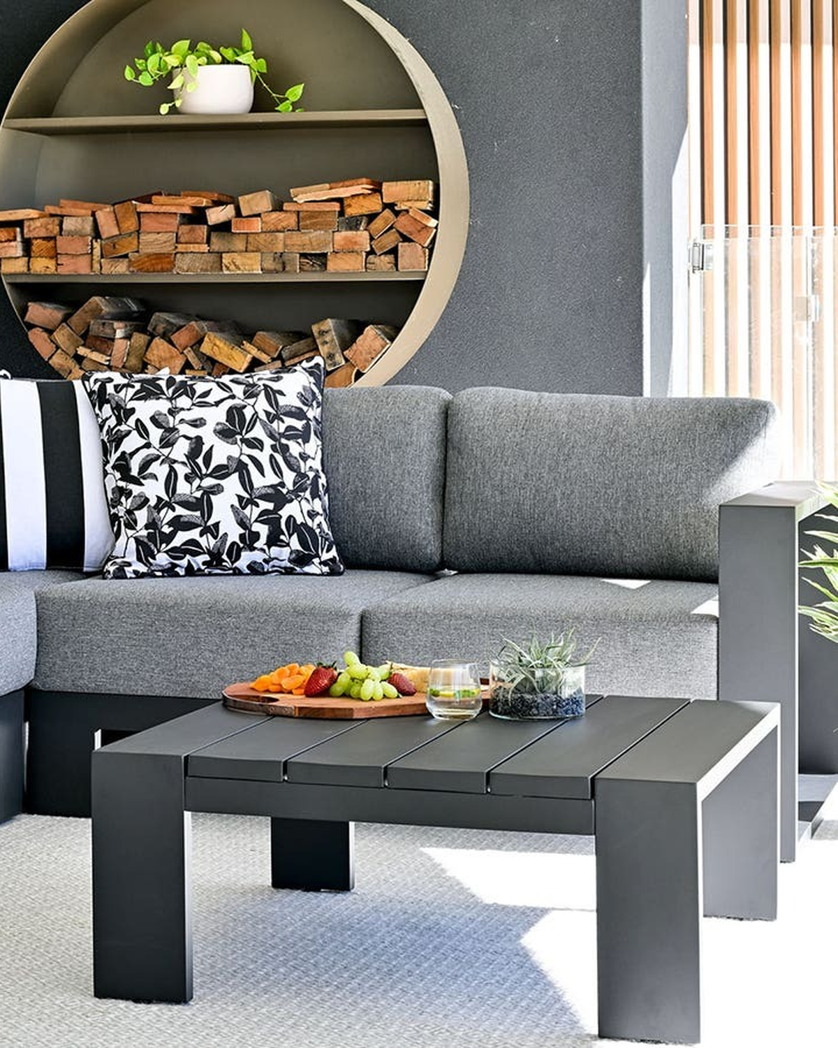 Channon Square Coffee Table Black Outdoor 87cm
