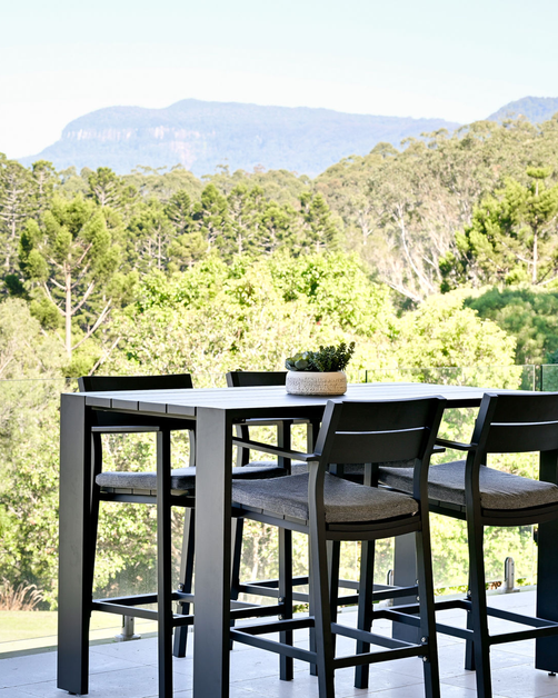 Channon Outdoor Bar Stool Black with Cushion