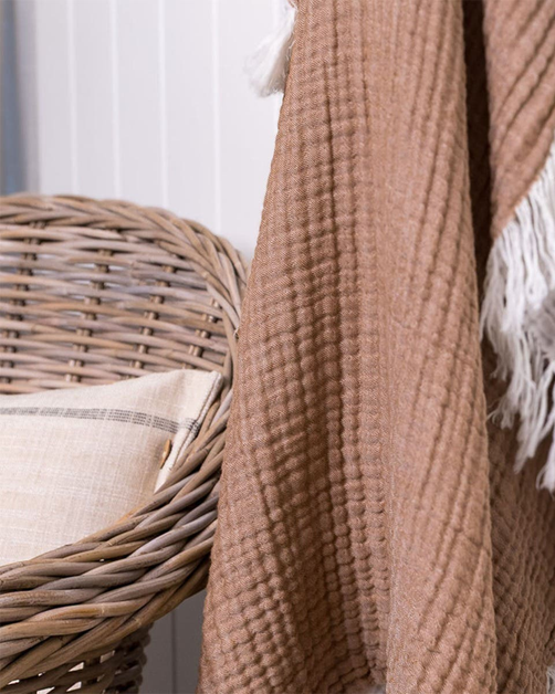 Juliana Throw with Fringe Rust