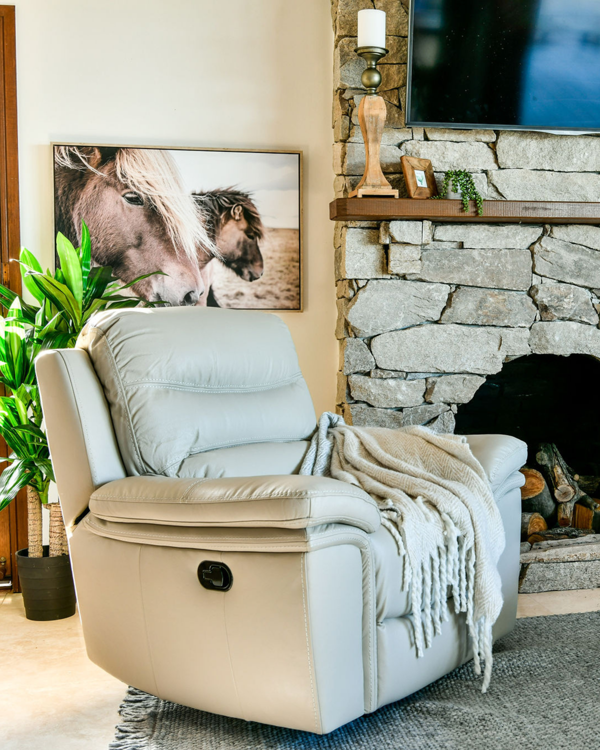Resporto Single Recliner Pebble Leather