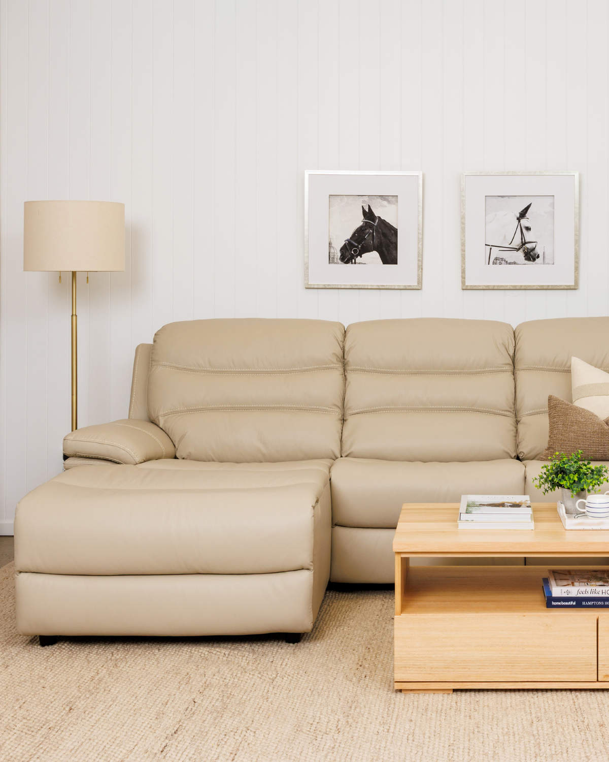 Resporto Left Hand Chaise Recliner Lounge Pebble Leather