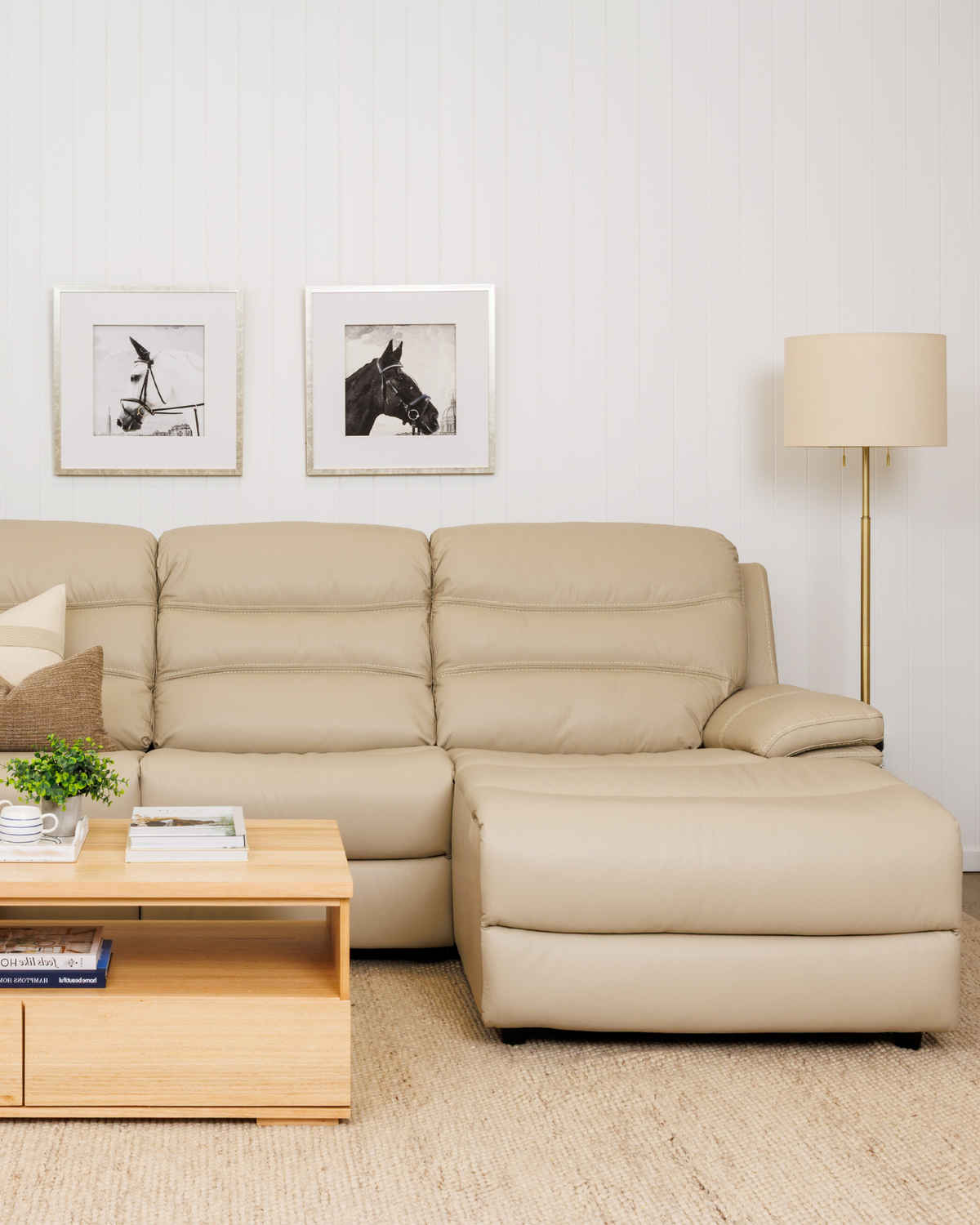 Resporto Right Hand Chaise Lounge Pebble Leather