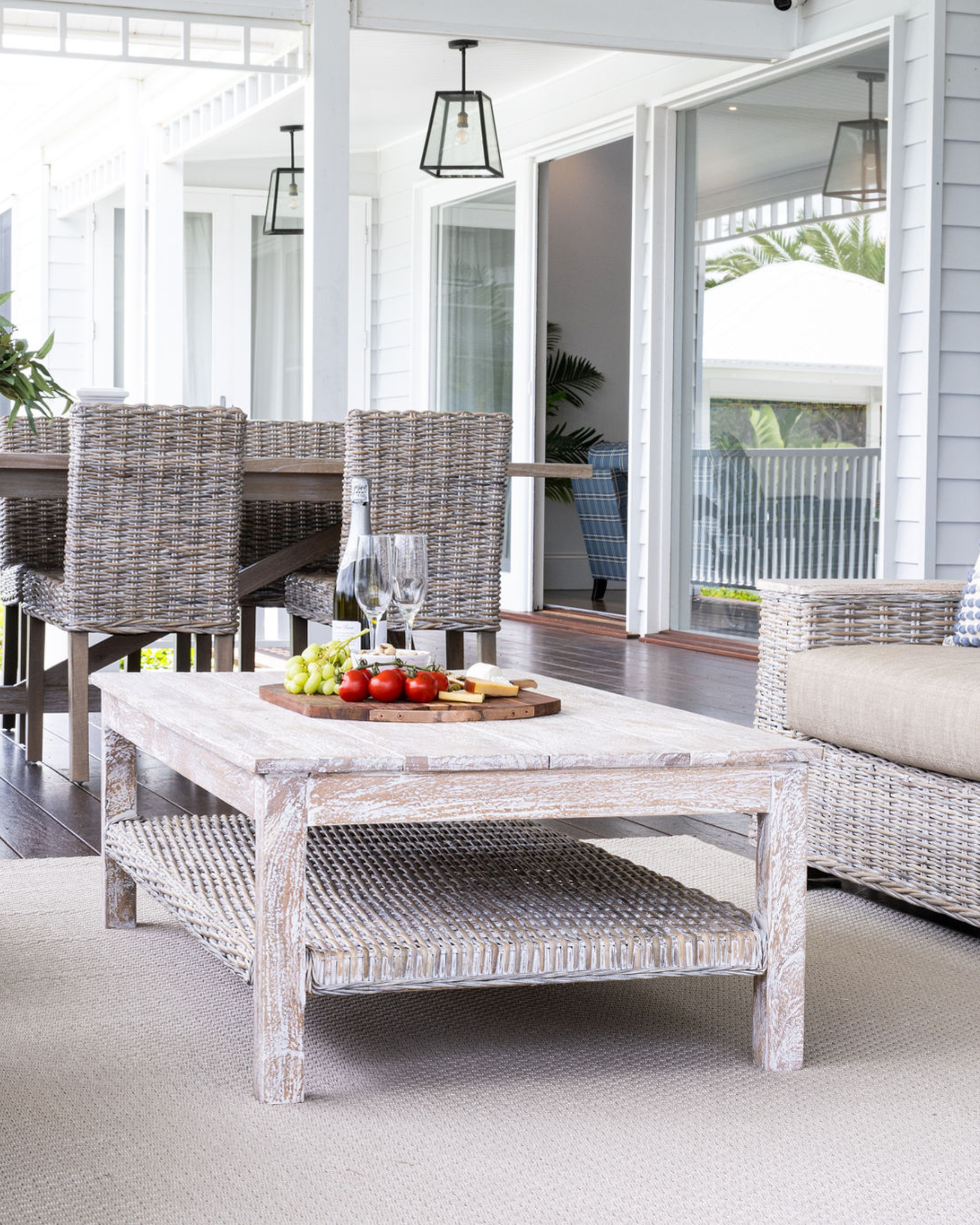 Solar Patio Coffee Table White Wash