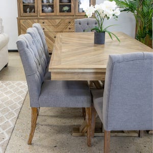 Belfort Grey Buttoned Dining Chair