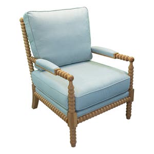 Brookhaven Beaded Arm Chair Oak with Duck Egg Blue