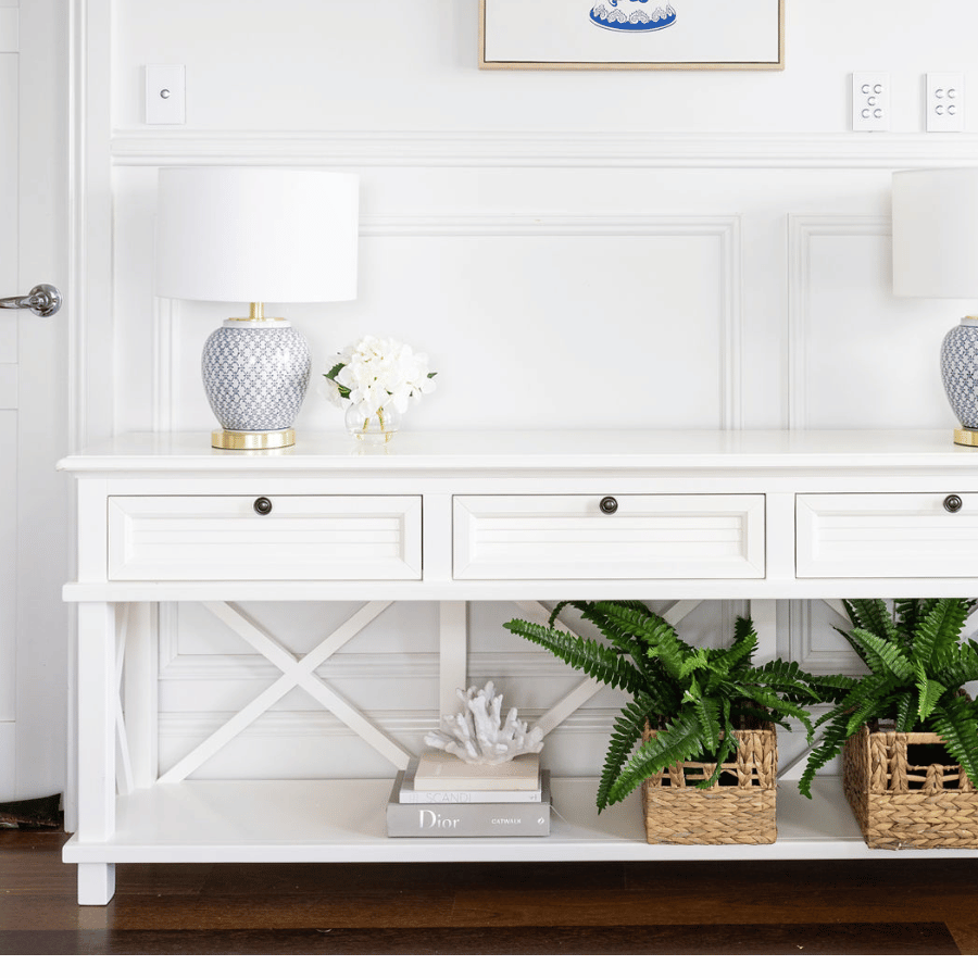 White hamptons hall table deals