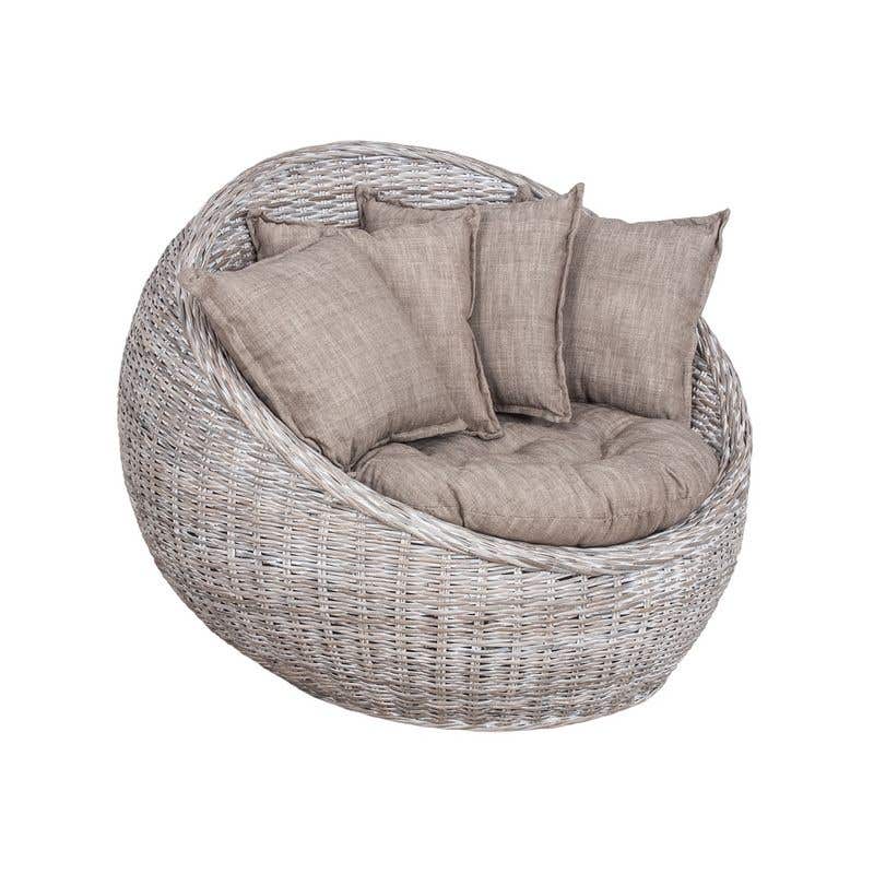 Solar Round Patio Chair White Wash Large Eureka Furniture