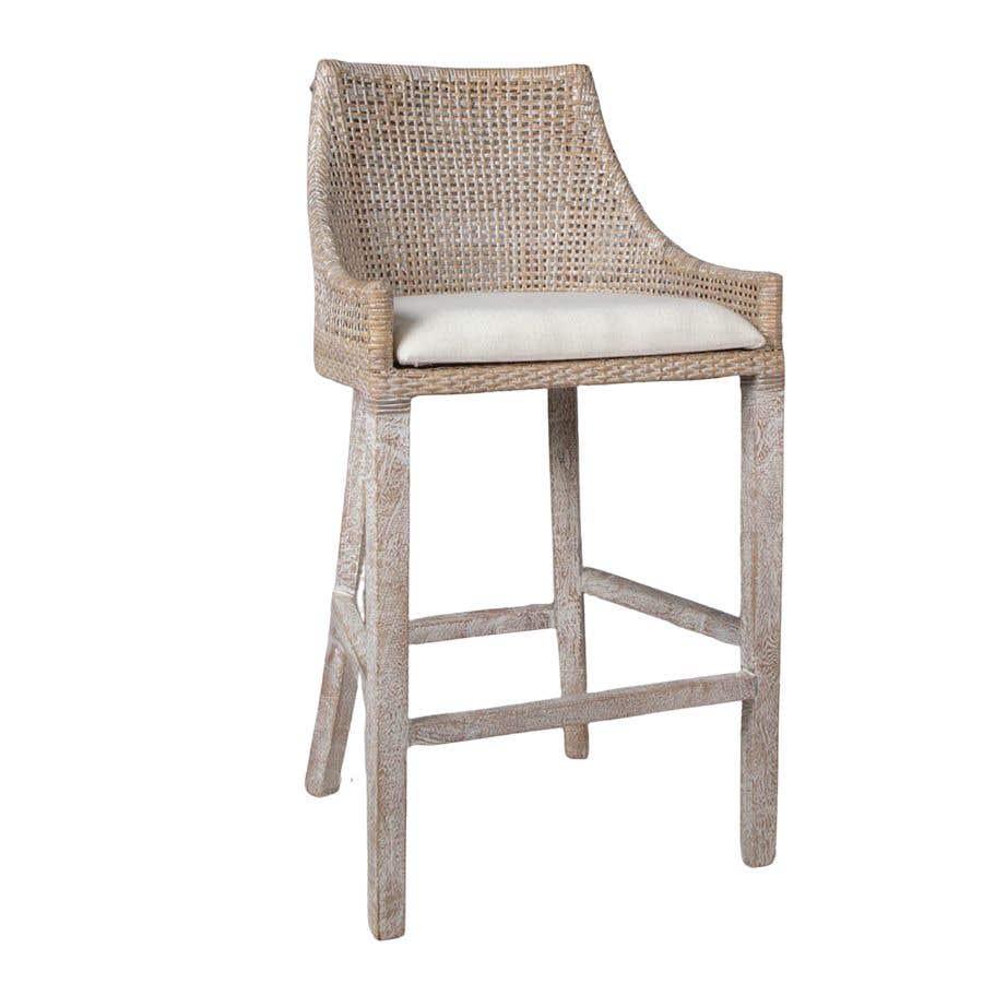 White wicker sales bar stools