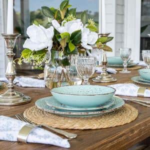 Rustic Fare Dinner Plate Aqua 