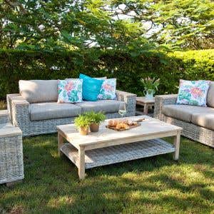 Solar Patio Coffee Table White Wash 