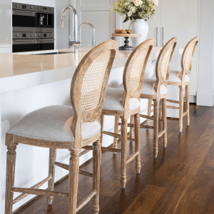 French Balloon Counter Stool White Wash 