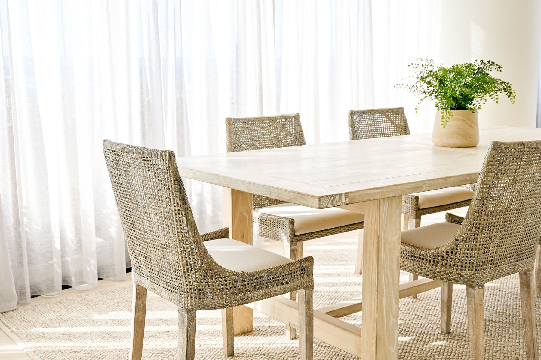 Cleveland White Wash Rattan Dining Chair