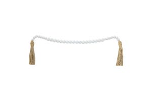 Christmas Wood Bead Garland White