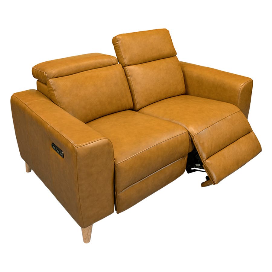 Delaware 2 Seater Caramel Leather Electric Recliner