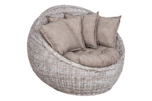 Solar Round Patio Chair White Wash Large