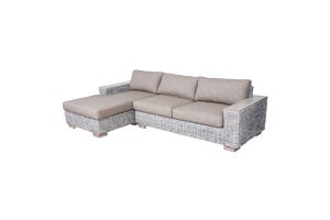 Solar Patio Left Chaise Lounge White Wash