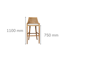 Cleveland Brown Rattan Bar Stool