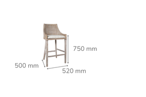 Cleveland White Wash Rattan Counter Stool