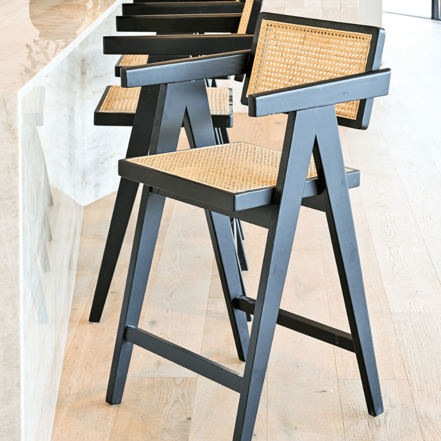 Antoine Black Rattan Counter Stool