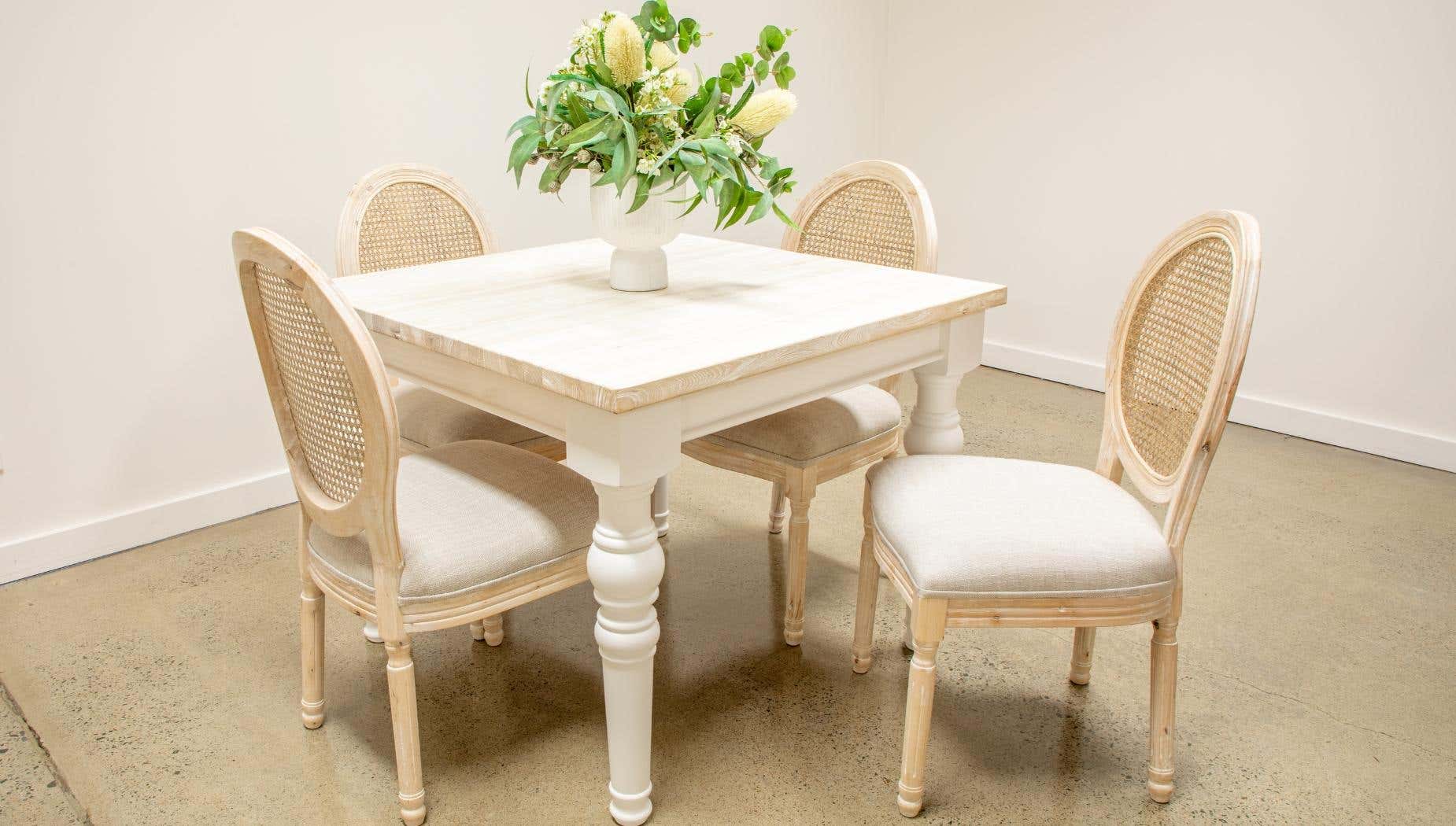 Hamptons 4 seater dining table with chairs QLD